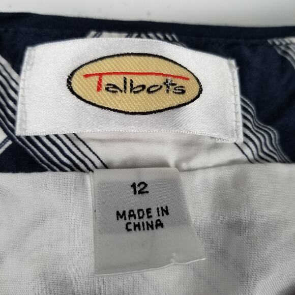 Talbots Navy Blue White Skirt Lined Nice Size 12 - Picture 6 of 6